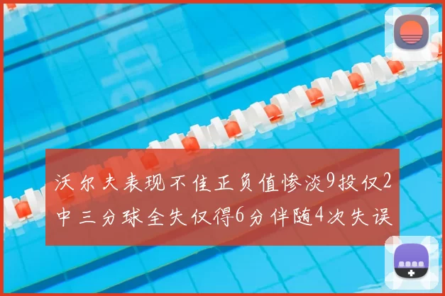 沃尔夫表现不佳正负值惨淡9投仅2中三分球全失仅得6分伴随4次失误